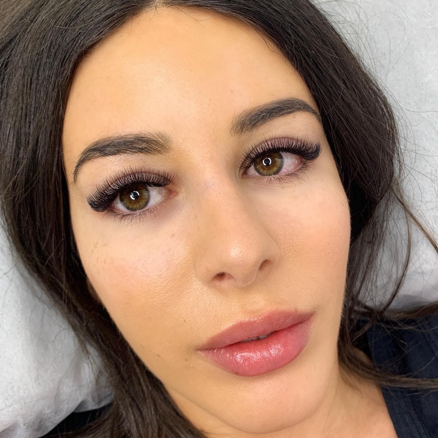 Eyelash extension work with softly defined eyes